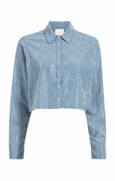 Chambray Heatset Patricia Top Medium Blue