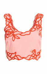 Trailing Peonies Bonita Top Pink Poppy/Coral Orange