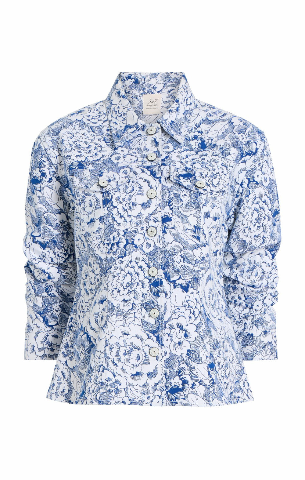 Sketchbook Floral Scrunched Canyon Jacket White/Dark Cerulean