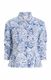 Sketchbook Floral Scrunched Canyon Jacket White/Dark Cerulean