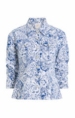 Sketchbook Floral Scrunched Canyon Jacket White/Dark Cerulean