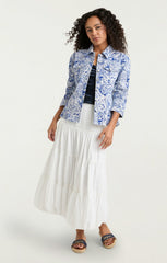 Sketchbook Floral Scrunched Canyon Jacket White/Dark Cerulean