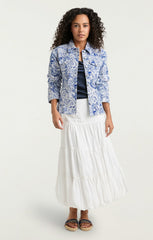 Sketchbook Floral Scrunched Canyon Jacket White/Dark Cerulean