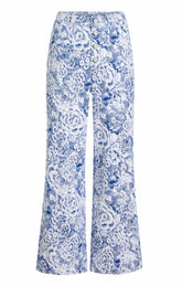 Sketchbook Floral Benji Pant White/Dark Cerulean