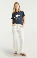 Bonjour Y'all Smiley Tee Navy/White