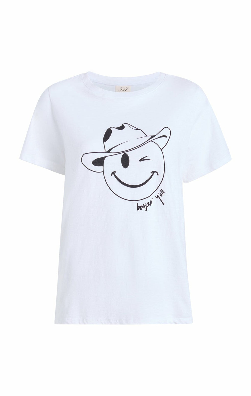 Bonjour Y'all Smiley Tee White/Black