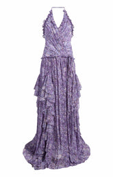 Painted Hydrangea Agatha Gown Lilac Wine Multi
