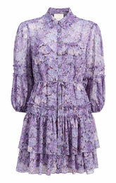 Painted Hydrangea Marsea Dress Lilac Wine Multi