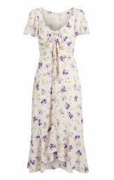 Tossed Poppies Isha Dress Ivory Multi