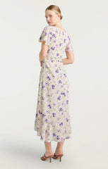 Tossed Poppies Isha Dress Ivory Multi