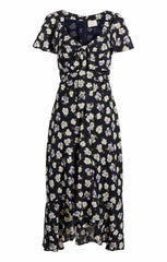 Mini Tossed Poppies Isha Dress Navy Multi
