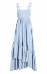 Linen Suiting Bailey Dress Blue Hydrangea