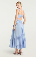 Linen Suiting Bailey Dress Blue Hydrangea