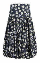 Mini Tossed Poppies Ellah Skirt Navy Multi