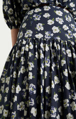 Mini Tossed Poppies Ellah Skirt Navy Multi