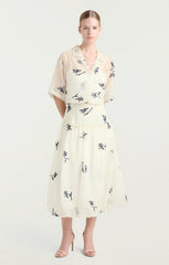 Embroidered Ellah Skirt Ivory/Navy