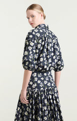 Mini Tossed Poppies Elysa Top Navy Multi