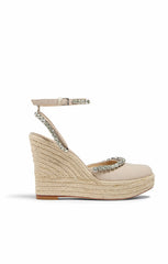 Jeanne Crystal Linen Espadrille Natural/Clear