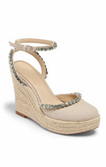 Jeanne Crystal Linen Espadrille Natural/Clear
