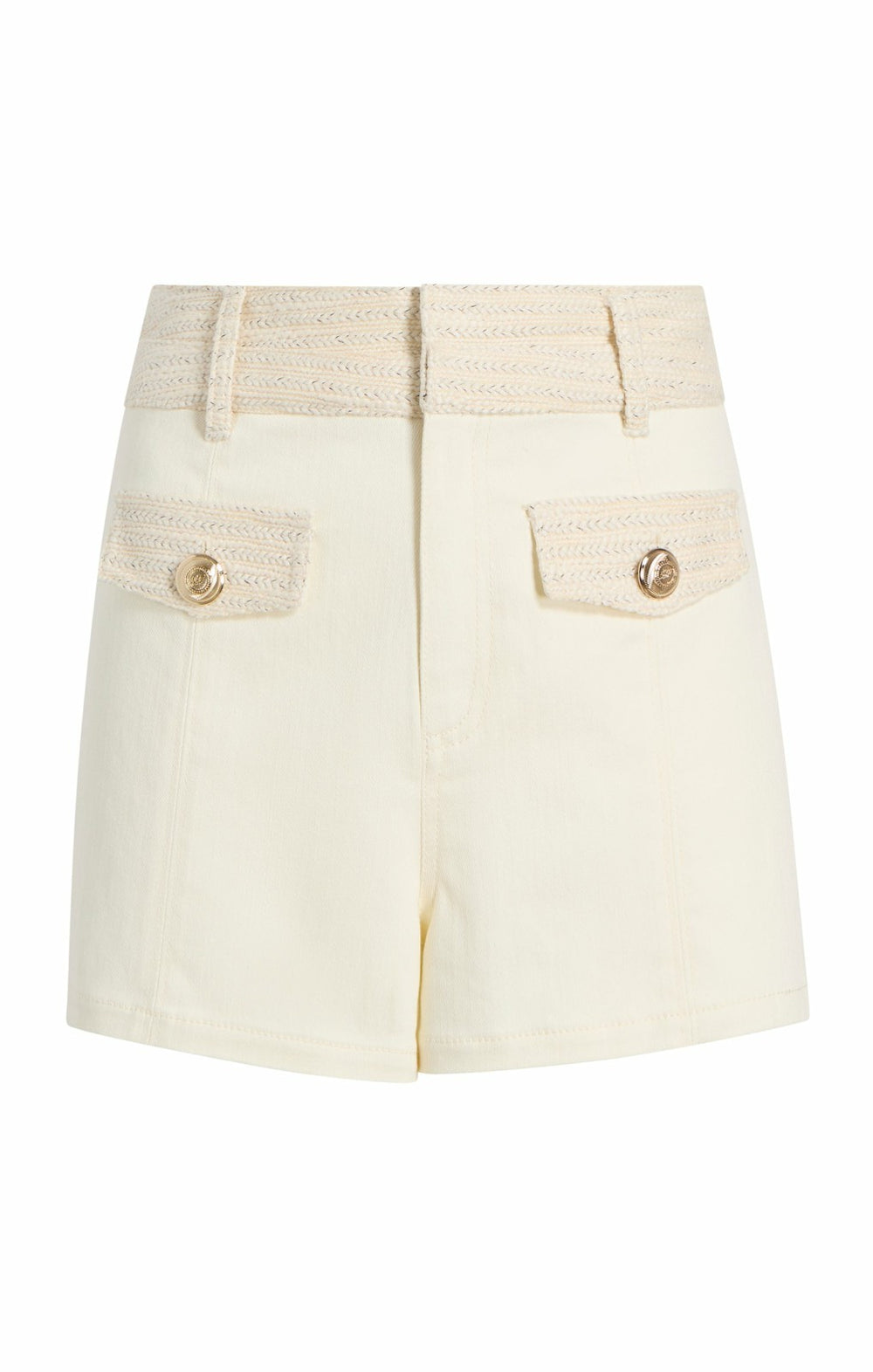 Braided Tweed Gaelle Shorts Whisper White/Gardenia