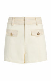 Braided Tweed Gaelle Shorts Whisper White/Gardenia