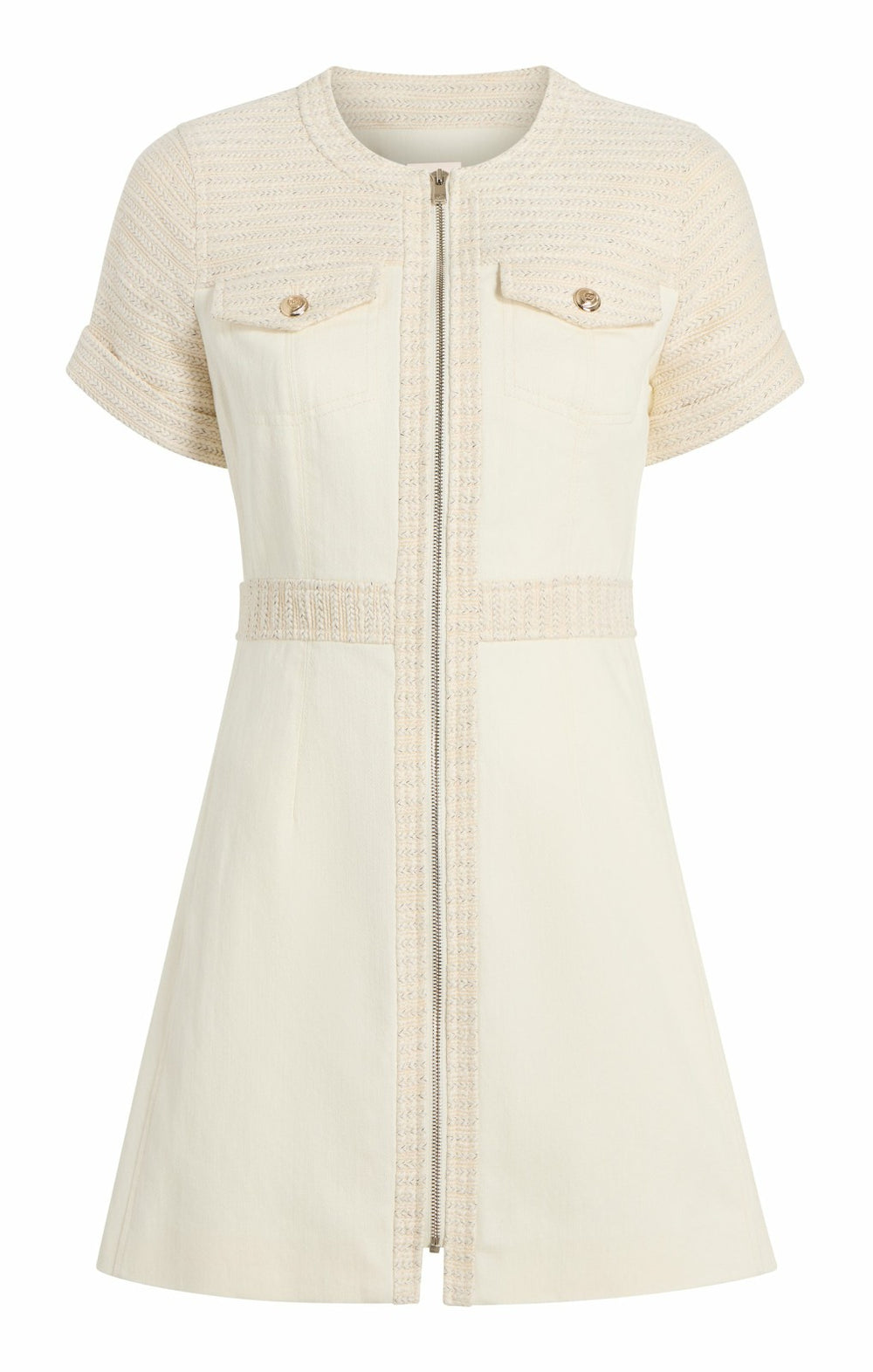 Braided Tweed Layla Dress Whisper White/Gardenia