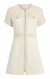 Braided Tweed Layla Dress Whisper White/Gardenia