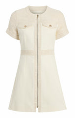 Braided Tweed Layla Dress Whisper White/Gardenia