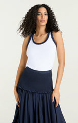 Braided Tank Top White/Navy