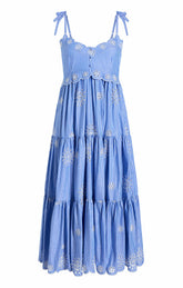 Embroidered Stripe Darcey Dress Endless Blue