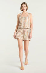Gingham Denim Allie Short Sahara/Light Plaster