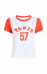 Paris 57 Shrunken Ringer Tee White/Cherry Tomato
