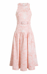 Scenic Toile Zoey Dress White/Cherry Tomato