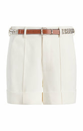 Rhinestone Belt Ester Short Ivory