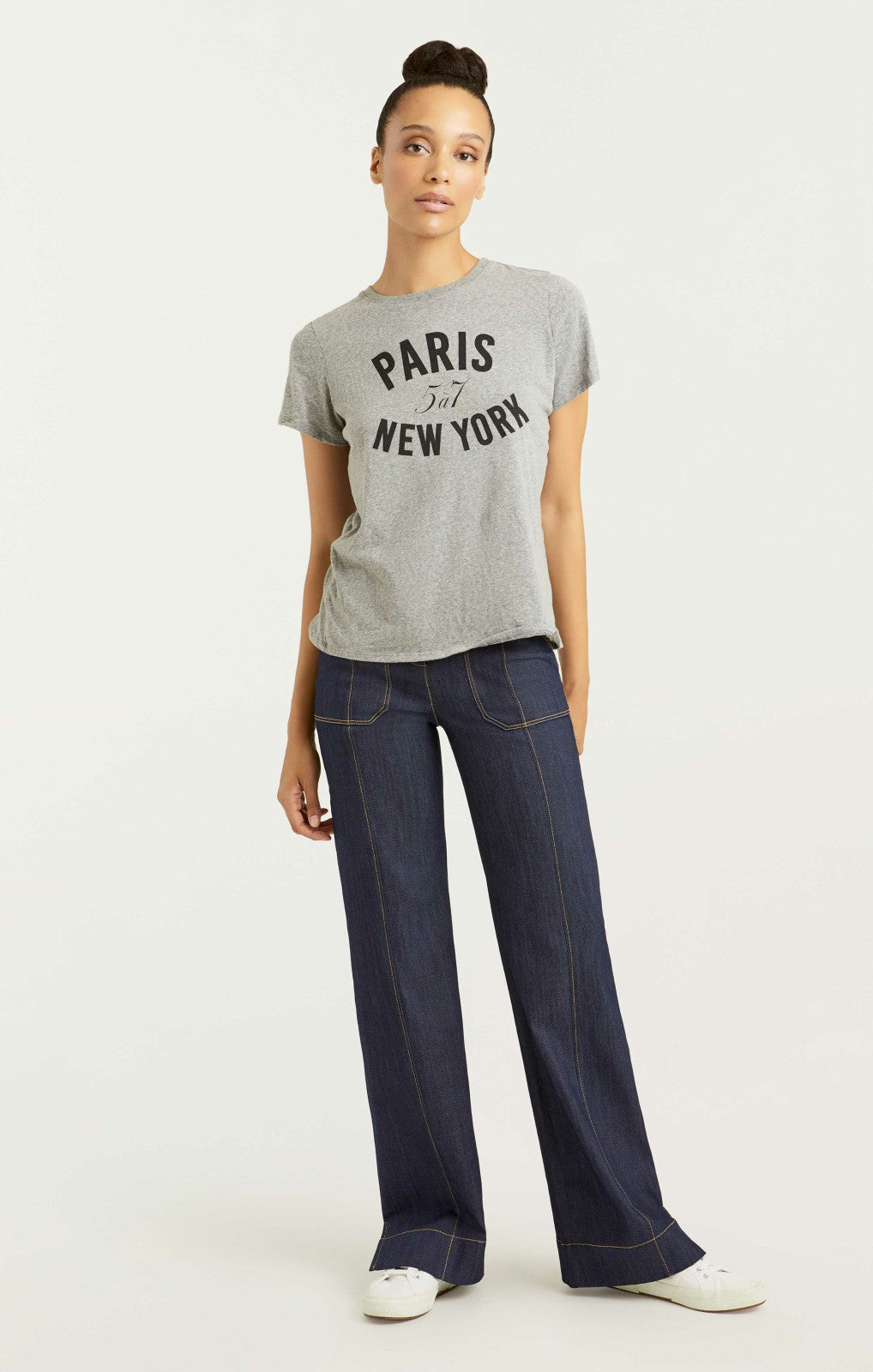 Paris New York Tee Heather Grey/Black