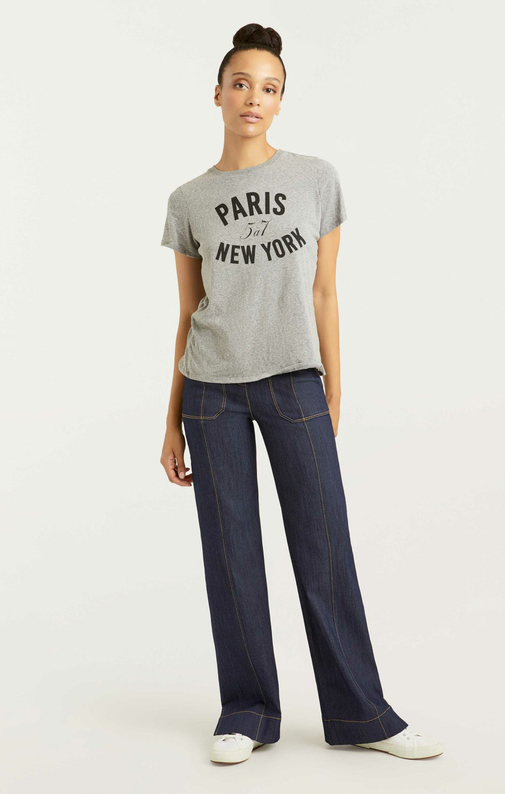 Paris New York Tee Heather Grey/Black