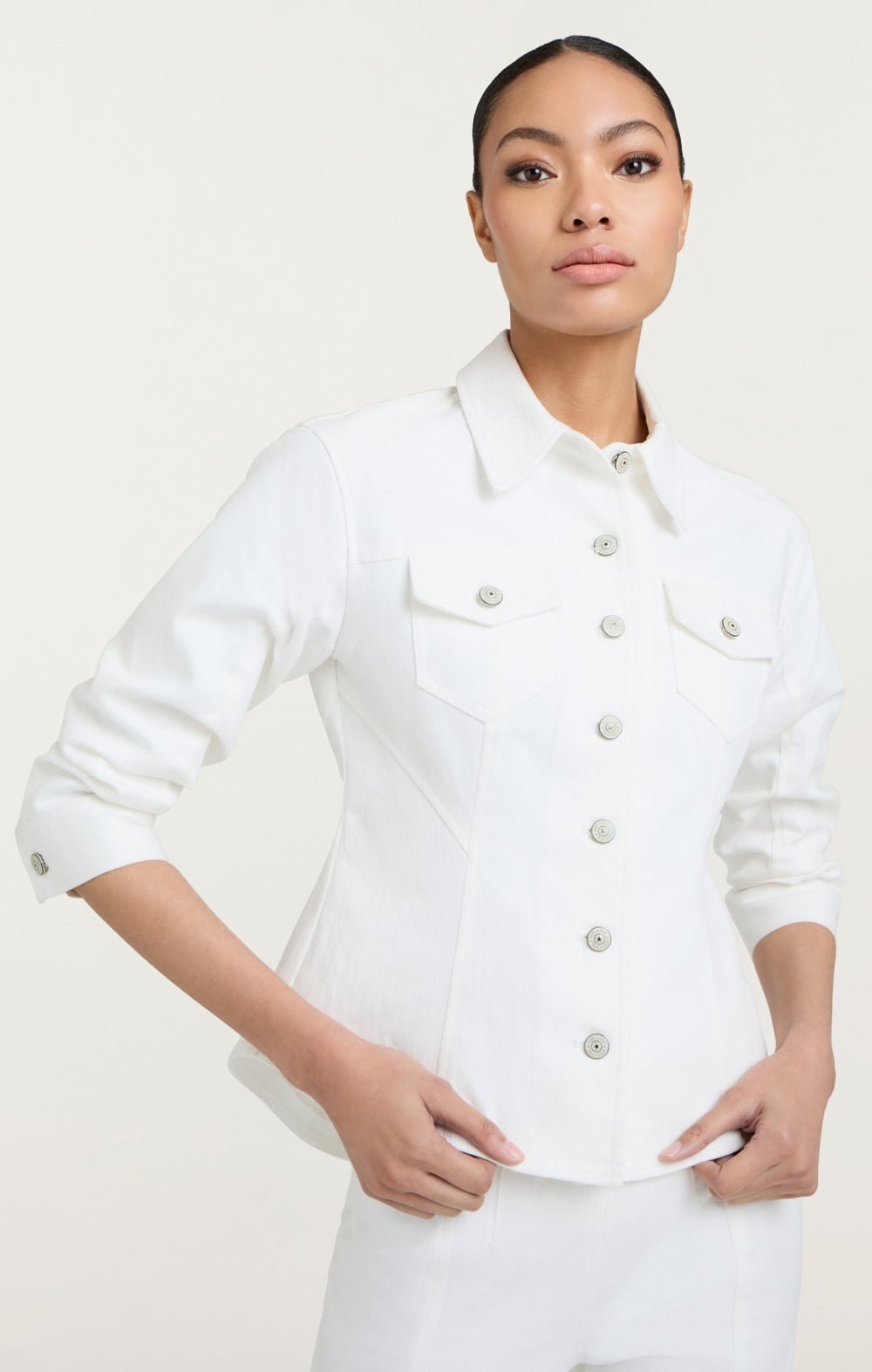 Denim Scrunched Canyon Jacket White