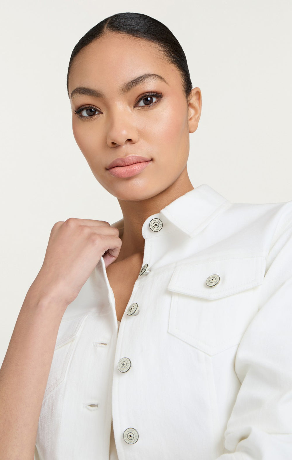 Denim Scrunched Canyon Jacket White
