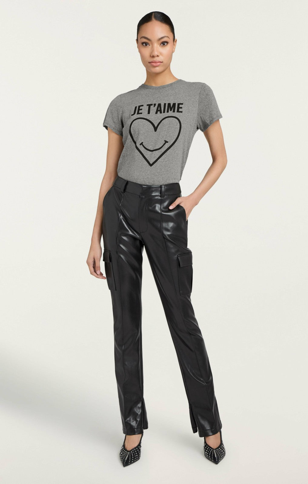 Smiling Heart Tee Heather Grey/Black