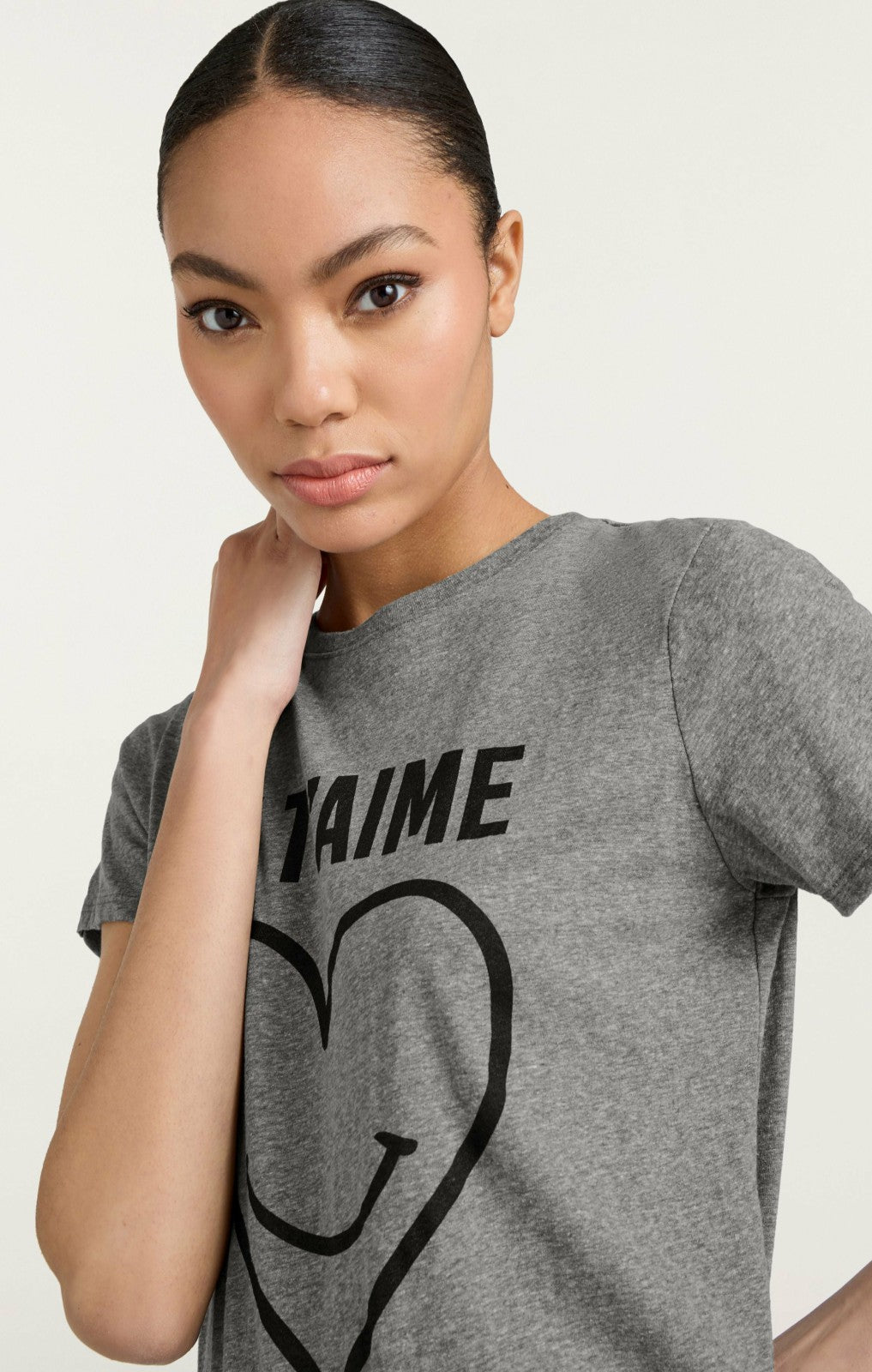 Smiling Heart Tee Heather Grey/Black