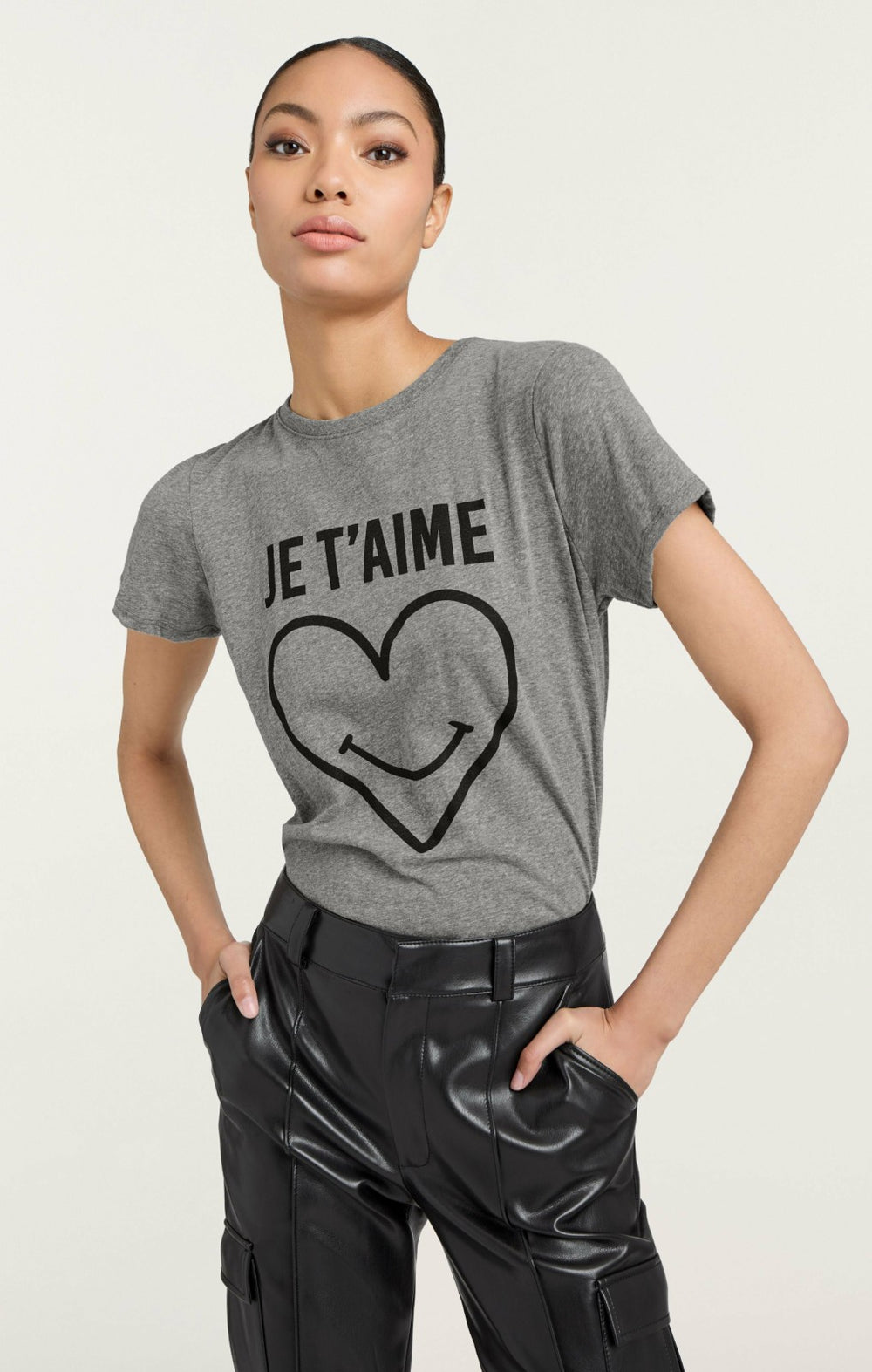 Smiling Heart Tee Heather Grey/Black