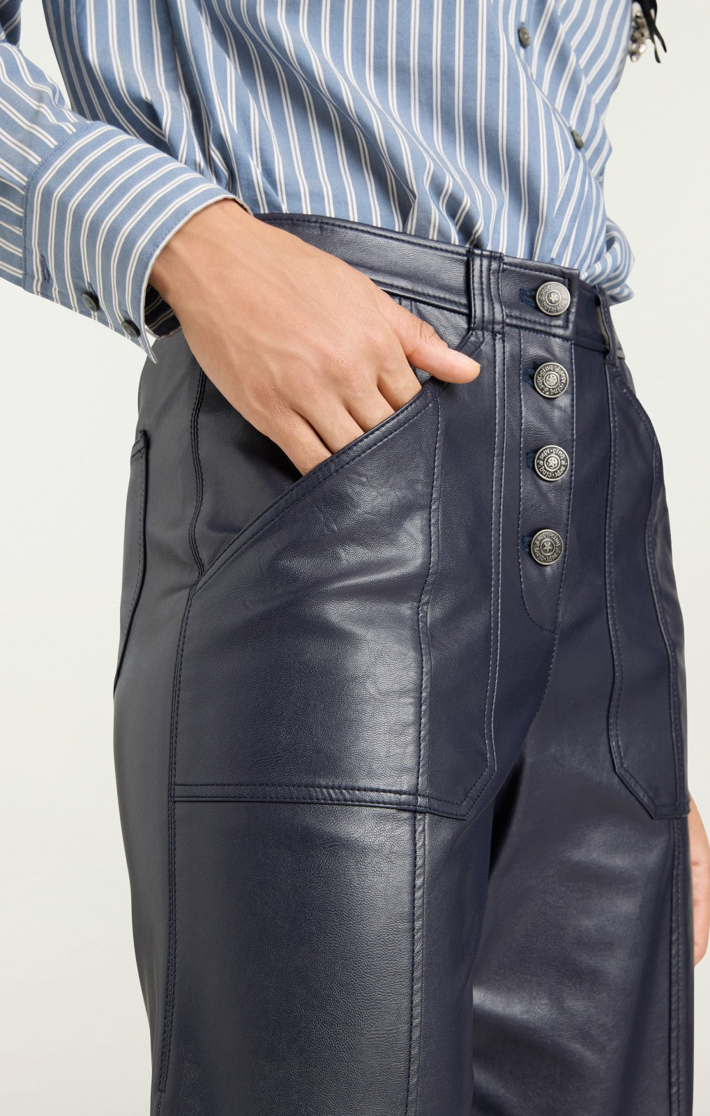 Vegan Leather Benji Pant Navy