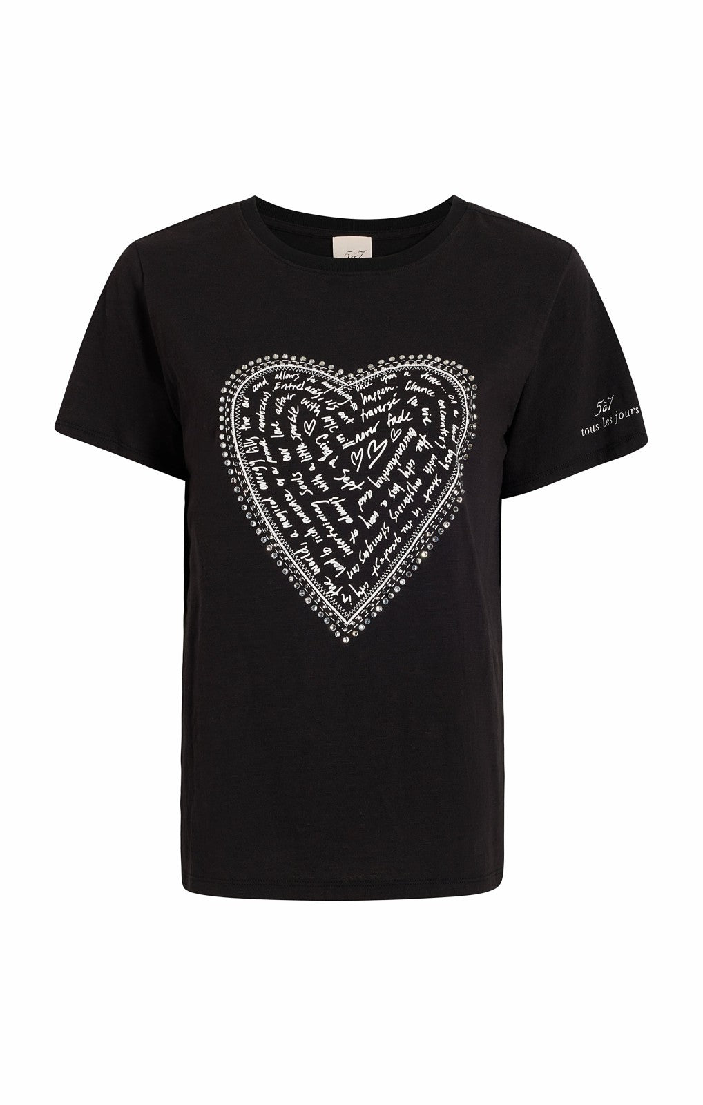 Rhinestone Love Letter Heart Tee Black/White