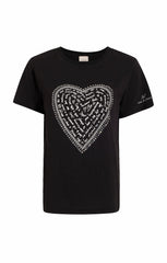 Rhinestone Love Letter Heart Tee Black/White