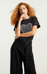 Rhinestone Love Letter Heart Tee Black/White