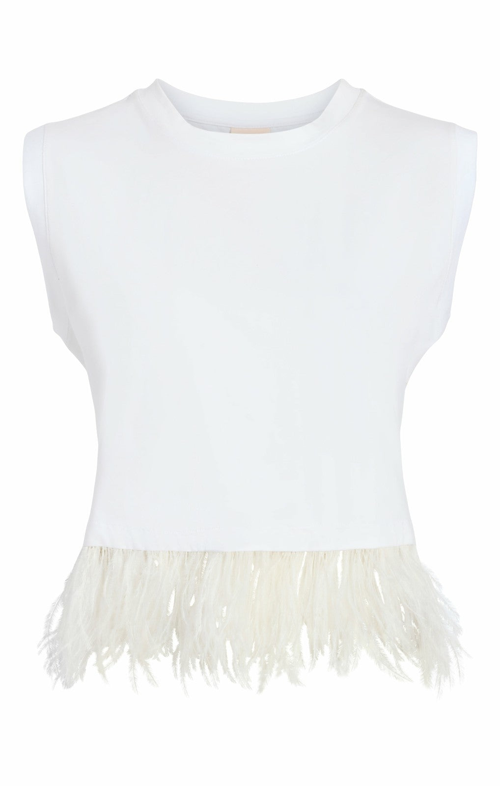 Cropped Feather Tee White