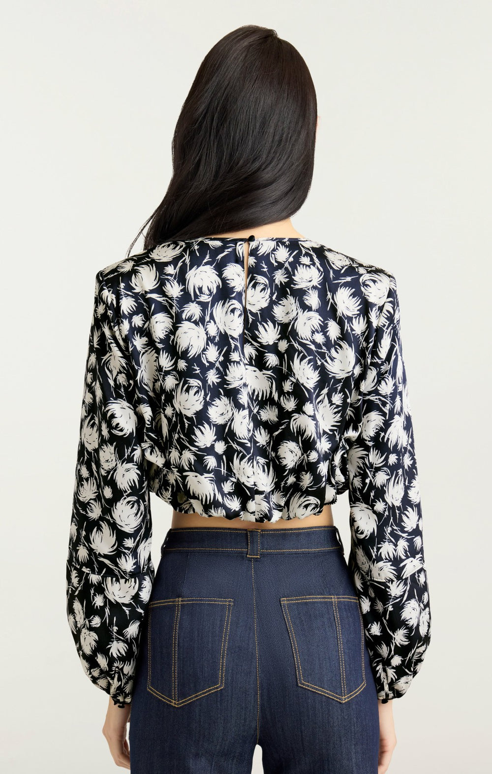 Graphic Floral Kamala Top Navy/Ivory