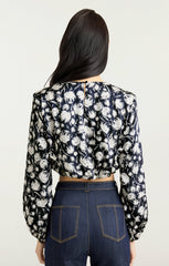 Graphic Floral Kamala Top Navy/Ivory