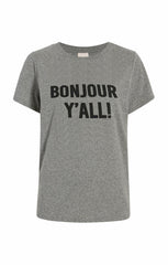 Bonjour Y'all Tee Heather Grey/Black