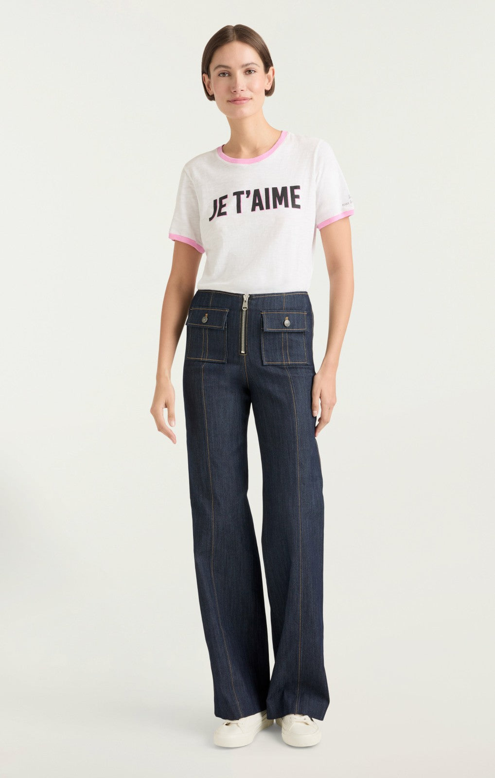 Two Tone Je T'aime Tee White/Carnation